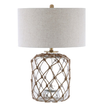Mer 26.5" Glass and Rope LED Table Lamp - JONATHAN Y